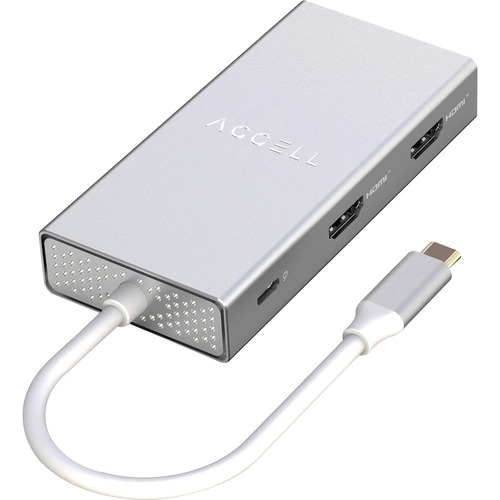 Accell Air USB-C 4K Driver-Less Dock - 87 W - USB Type C - 4 x USB Ports - USB Type-C - HDMI - Silver - Wired
