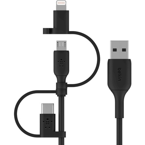Belkin BOOST↑CHARGE Universal Cable - 3.30 ft Lightning/Micro-USB/USB/USB-C Data Transfer Cable for Smartphone, Tablet, Power Bank, Computer, Charger, iPhone, iPad - First End: 1 x USB Type A - Male - Second End: 1 x USB Type C - Male, 1 x Micro USB 