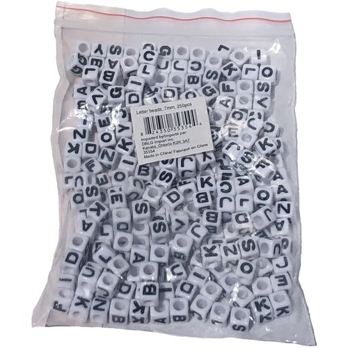 DBLG Import Beads - Letter - Jewelry - 250 / Bag - White - Wood