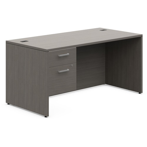 Single Pedestal Desk, 29"H - 60" x 30" x 29" , 1" Work Surface, 0.1" Edge - Single Pedestal - Finish: Absolute Acajou