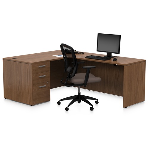 "L" Shape Desk - 66"W x 78"D x 29"H overall - 0.1" Edge, 66" x 78" x 29" - Finish: Winter Cherry - Contemporary - Laminate - GLBNLP108WCR