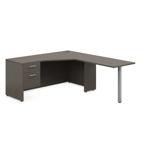 Offices To Go Ionic | "L" Shape Suite 66"W x 78"D x 29"H overall - Right hand - 66" x 78" x 29" , 0.1" Edge - Finish: Silver Handle, Silver Lock, Absolute Acajou