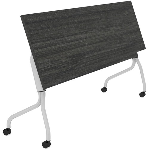 Offices To Go Ionic 72" Flip-Top Table - 72" x 24" x 29.5" , 1" Top - Material: Thermofused Laminate (TFL) Table Top - Finish: Tungsten Modesty Panel, Tungsten Leg, Asian Night, Powder Coated