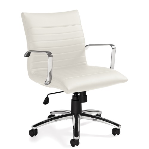 Offices To Go Ultra | Low Back Tilter with Arms - Low Back - 5-star Base - White - Bonded Leather, Luxhide - Armrest - 1 Each - Medium Back - GLBMVL11734PU38BL2