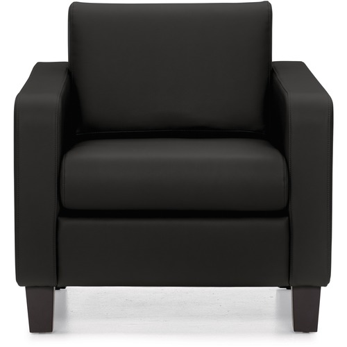 Offices to Go® Suburb Sofa Series - Four-legged Base - Black - Bonded Leather, Luxhide - 1 Each