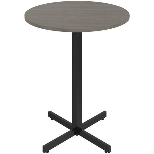 Offices To Go Ionic | 36" x 42"H Round Table - X-Base - 36" x 36" x 42" , 1" Top, 0.1" Edge - Material: Thermofused Laminate (TFL) Top, Metal Base, Plastic Cap - Finish: Black Base, Absolute Acajou, Sandtex Leg - Cafeteria & Breakroom Tables - GLBML36RX42ACJ