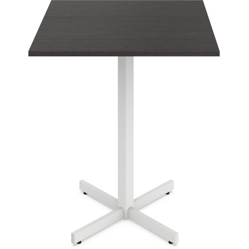 Offices To Go Ionic 36"D x 42"H Square Table - X-Base - 36" x 36" x 42" , 1" Table Top - Material: Steel Base, Metal Leg, Thermofused Laminate (TFL) Table Top, Plastic Cap - Finish: Dark Espresso, Designer White Base, Sandtex Leg