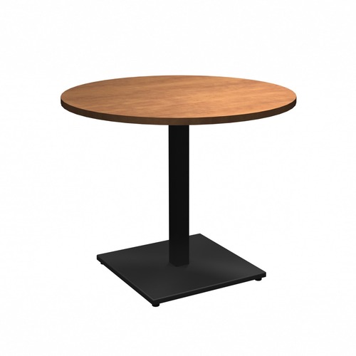 HDL 36" Round Cafeteria Table - 30" x 36" , 1" Table Top - Material: Metal Base, Polyvinyl Chloride (PVC) Edge - Finish: Sugar Maple, Black Powder Coat