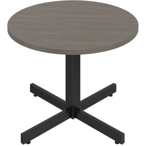 Offices To Go Ionic | 30"D x 22"H Round Table - X-Base - 30" x 30" x 22" , 1" Top, 0.1" Edge - Material: Thermofused Laminate (TFL) Top, Metal Base, Plastic Cap - Finish: Black Base, Absolute Acajou, Sandtex Leg