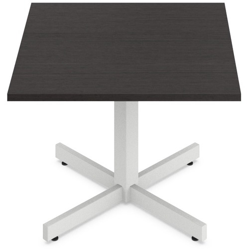 Offices To Go Ionic | 30"D x 22"H Square Table - X-Base - 30" x 30" x 22" , 1" Top, 0.1" Edge - Material: Thermofused Laminate (TFL) Top, Metal Base, Plastic Cap - Finish: Designer White Base, Dark Espresso, Sandtex Leg
