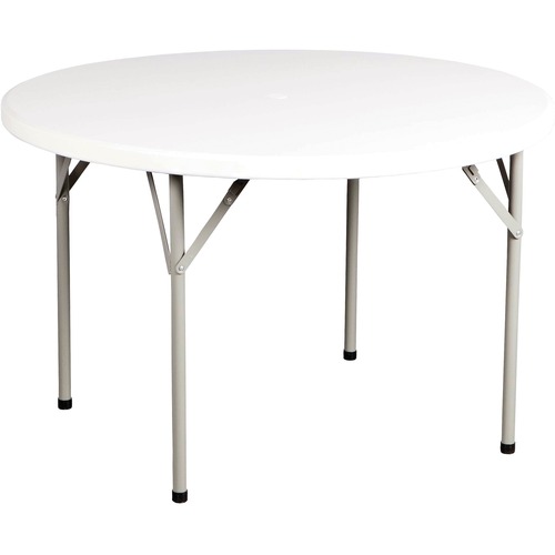 HDL Round Resin Folding Table - Granite Round, Dove White Pebble Top - Powder Coated Base x 45" Table Top Diameter - 29" Height