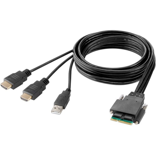 Belkin Modular HDMI Dual Head Host Cable 6 Feet - 6 ft KVM Cable for KVM Console, KVM Switch, Keyboard, Mouse, Monitor, Computer - First End: 1 x USB Type A - Male, 2 x HDMI 2.0 Digital Audio/Video - Male - Second End: 1 x Modular - Gold Plated Connector 