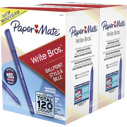 Paper Mate Ballpoint Stick Pens - Medium Pen Point - Blue Ink - 120 / Box