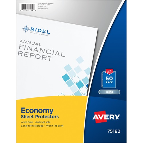 Avery® Economy Clear Sheet Protectors - 50 x Sheet Capacity - For Letter 8 1/2" x 11" Sheet - 3 x Holes - 3 x Rings - Ring Binder - Top Loading - Clear - Polypropylene - 10 / Carton