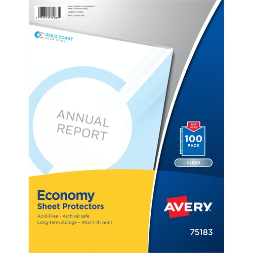 Avery® Economy Clear Sheet Protectors - Sheet Capacity - For Letter 8 1/2" x 11" Sheet - 3 x Holes - Ring Binder - Top Loading - Clear - Polypropylene - 5 / Carton