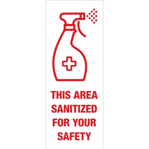 Avery® Surface Safe THIS AREA SANITIZED Decals - 15 / Pack - This Area Sanitized Print/Message - Rectangular Shape - Water Resistant, Pre-printed, Chemical Resistant, Abrasion Resistant, Tear Resistant, Durable, UV Resistant, Residue-free, Easy Peel, 