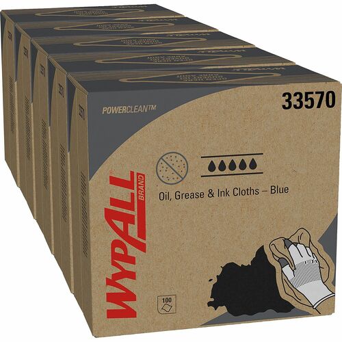 Wypall Oil, Grease & Ink Cloths - Ready-To-Use - 16.80" Length x 8.80" Width - 100 / Box - 500 / Carton - Anti-fog, Lightweight, Slip Resistant, Scratch Resistant - White