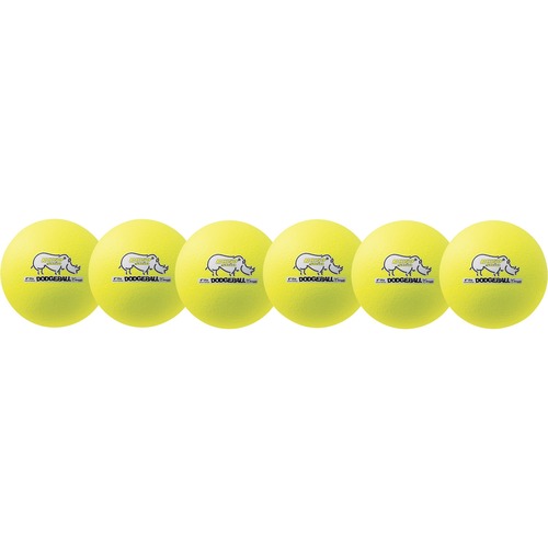 Champion Sports Rhino Skin 6" Dodgeball Set - 6.30" - Child - Neon Yellow - 6 / Set