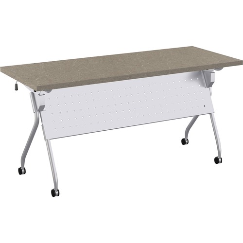 Special-T Transform-2 Flip & Nest Table - 112 lb Capacity - 30" Height x 60" Width x 24" Depth - Assembly Required - Silver, Evening Tigris - Perforated-steel, High Pressure Laminate (HPL) - 1 Each