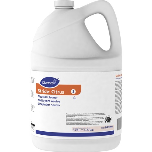 Diversey Stride Citrus Neutral Cleaner - Concentrate - 128 fl oz (4 quart) - Citrus Scent - 1 Each - Orange = DVO903904