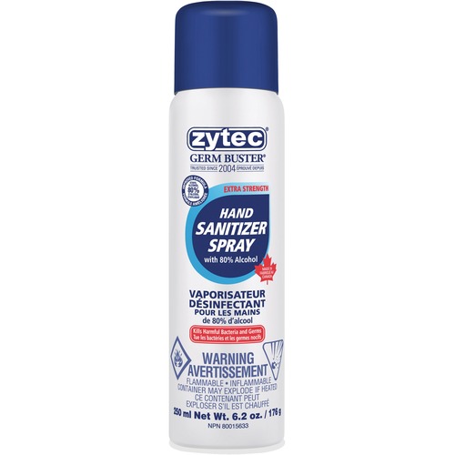 Zytec Germ Buster Sanitizing Spray - 250 mL - Kill Germs, Bacteria Remover - Hand - Quick Drying, Residue-free - 1 Each