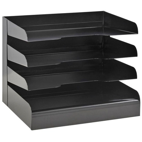 FC Metal Horizontal File - 4 Compartment(s) - 9.5" Height x 15" Width x 8.5" Depth - Desktop - Black - 1 Each
