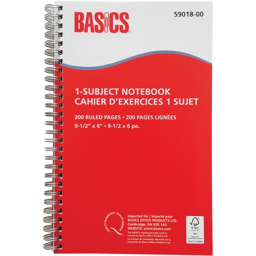 Basics Notebook - 200 Pages - Wire Bound - Ruled - 5 / Pack