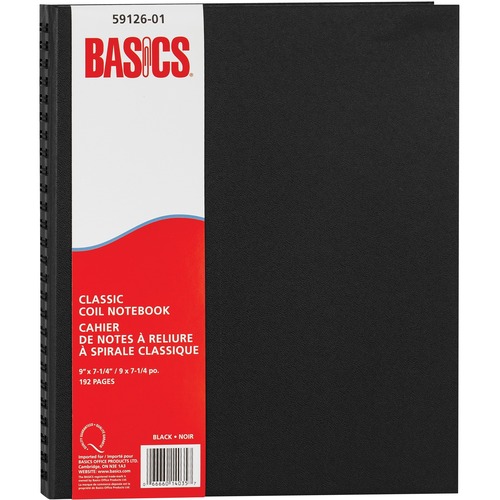 Basics Notebook - 192 Pages - Twin Wirebound - Ruled - Acid-free Paper, Hard Cover, Pocket