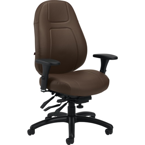 Basics OBUSforme Elite Multi-Tilter Medium Back Bonded Leather Chairs Dark Brown - Mid Back - Dark Brown - Bonded Leather - Armrest