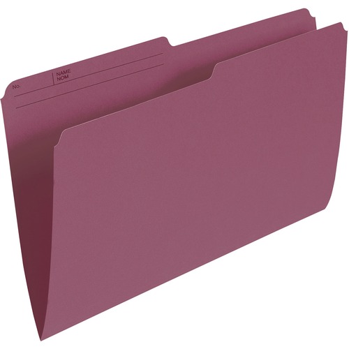 Basics 1/2 Tab Cut Legal Recycled Top Tab File Folder - 8 1/2" x 14" - Top Tab Position - Light Burgundy - 100 / Box