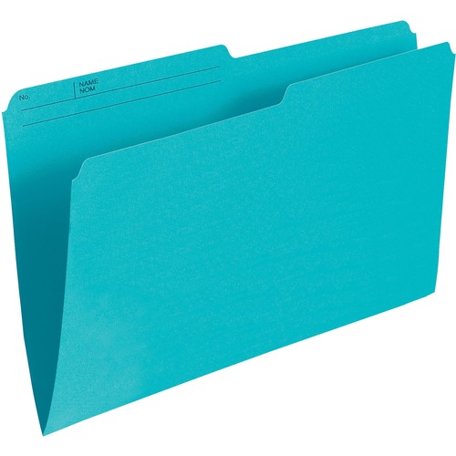 Basics 1/2 Tab Cut Legal Recycled Top Tab File Folder - 8 1/2" x 14" - Top Tab Position - Light Teal - 100 / Box