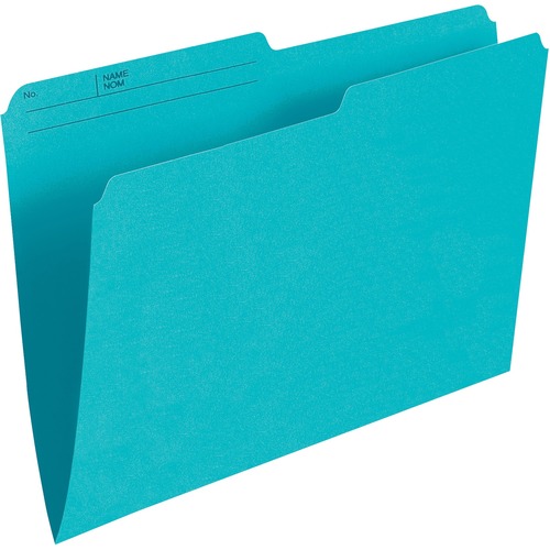 Basics 1/2 Tab Cut Letter Recycled Top Tab File Folder - 8 1/2" x 11" - Top Tab Position - Light Teal - 100 / Box