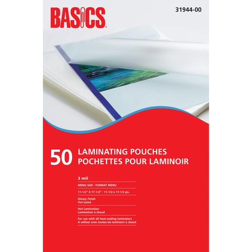 Basics Laminating Pouch - 11"x 17" Laminating Pouch/Sheet Size: 3 mil Thickness - 50 / Pack