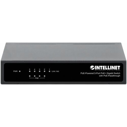 5-Port Gigabit Switch with PoE Passthrough, 4 x PSE PoE ports, 1 x PD PoE port, IEEE 802.3at/af Power-over-Ethernet (PoE+/PoE), IEEE 802.3az Energy Efficient Ethernet, Desktop - ? Receives power from a PoE injector or PoE switch and provides power to up t