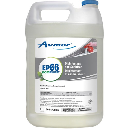 Avmor EcoPure EP66 Disinfectant and Sanitizer - Liquid - 135.3 fl oz (4.2 quart) - 4 - Clear - Disinfectants - AVM158237