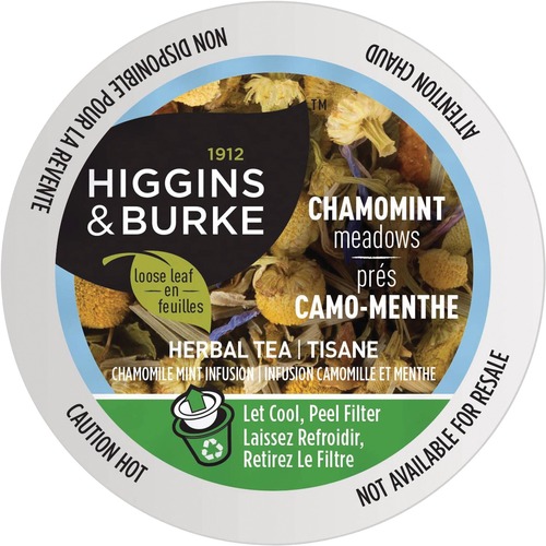Higgins & Burke Naturals Tea Capsule - Compatible with Keurig K-Cup Brewer - Decaffeinated, Herbal Tea - Chamomint, Partly - 0.1 oz - Kosher - 24 / Box
