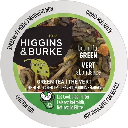 Higgins & Burke Naturals Tea - Capsule - Compatible with Keurig K-Cup Brewer - Green Tea - Fresh Peach, Gingery Heat - 0.2 oz - Kosher - 24 / Box