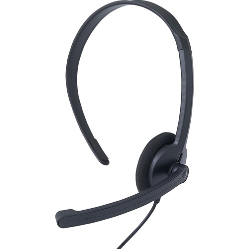 Verbatim Mono Headset with Microphone and In-Line Remote - Mono - Mini-phone (3.5mm) - Wired - 32 Ohm - 20 Hz to 20 kHz - Over-the-head - Monaural - Circumaural - 5.25 ft Cable - Omni-directional Microphone