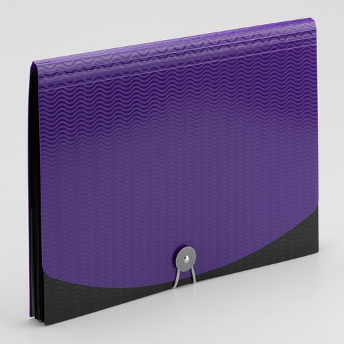 Smead Letter Expanding File - 8 1/2" x 11" - 6 Pocket(s) - Purple, Black - 12 / Carton