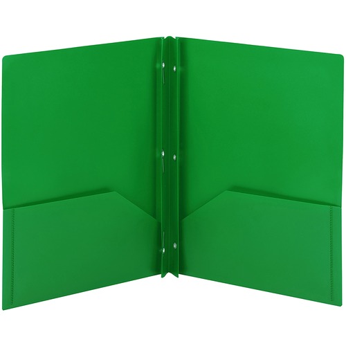 Smead Letter Fastener Folder - 8 1/2" x 11" - 180 Sheet Capacity - 2 x Double Tang Fastener(s) - 2 Inside Back Pocket(s) - Green - 72 / Carton