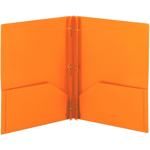 Smead Letter Fastener Folder - 8 1/2" x 11" - 180 Sheet Capacity - 2 x Double Tang Fastener(s) - 2 Inside Back Pocket(s) - Orange - 72 / Carton