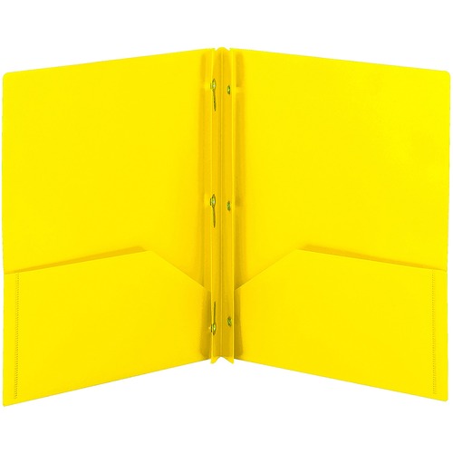 Smead Letter Fastener Folder - 8 1/2" x 11" - 180 Sheet Capacity - 2 x Double Tang Fastener(s) - 2 Inside Back Pocket(s) - Yellow - 72 / Carton