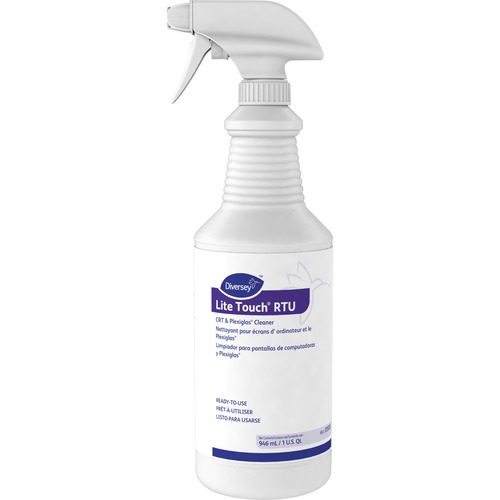 Diversey Lite Touch CRT & Plexiglas Cleaner - For Multi Surface, Multipurpose - 1 quart - Sturdy, Ammonia-free, Solvent-free, Fragrance-free - Purple - Spray Bottle - 12 / Carton