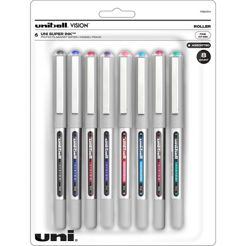 uniball™ Vision Rollerball Pen - Bold Pen Point - 0.7 mm Pen Point Size - Assorted Liquid Ink - 8 / Pack