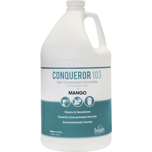 Fresh Products Bio Conqueror 103 Deodorizer - Concentrate - 128 fl oz (4 quart) - Mango ScentBottle - 1 Each - Dilutable, Deodorize, Versatile, Water Based, Water Soluble, Non-flammable, Caustic-free - Clear
