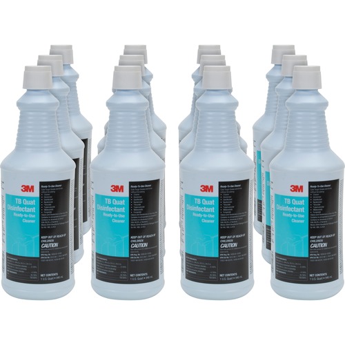 3M TB Quat Disinfectant Ready-To-Use Cleaner - Ready-To-Use - 32 fl oz (1 quart)Spray Bottle - 12 / Carton - Disinfectant, Deodorize, Non-abrasive, Virucidal, Mildewstatic, Fungicide - Clear