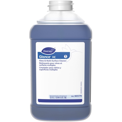 Diversey Glance HC Glass/MultiSurface Cleaner - Concentrate - 84.5 fl oz (2.6 quart) - Ammonia ScentBottle - 1 Each - Non-streaking, Quick Drying, Streak-free - Blue