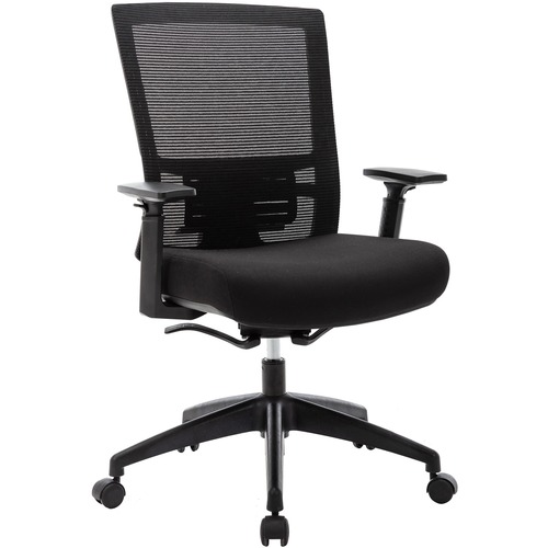 Lorell Mesh Mid-back Chair - Fabric Seat - Mid Back - 5-star Base - Black - 1 Each