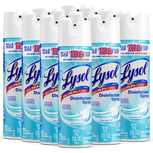 Lysol Linen Disinfectant Spray - Spray - 19 fl oz (0.6 quart) - Crisp Linen Scent - 12 / Carton - Clear