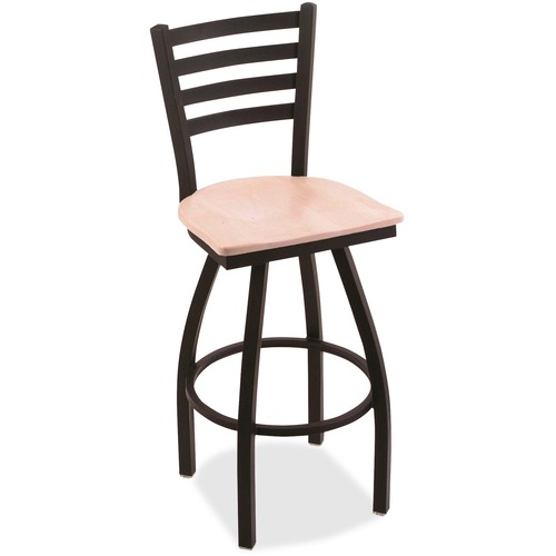 Holland Bar Stools Bar Stool Jackie Swivel Stool - Natural Maple High Density Foam (HDF), Hardwood, Vinyl, Fabric Seat - Maple Powder Coated Steel, Polyester Frame - Four-legged Base - 1 Each